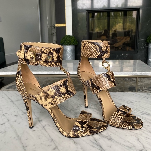 Michael Kors Snake Skin Ankle Strap Heels - Picture 2 of 8
